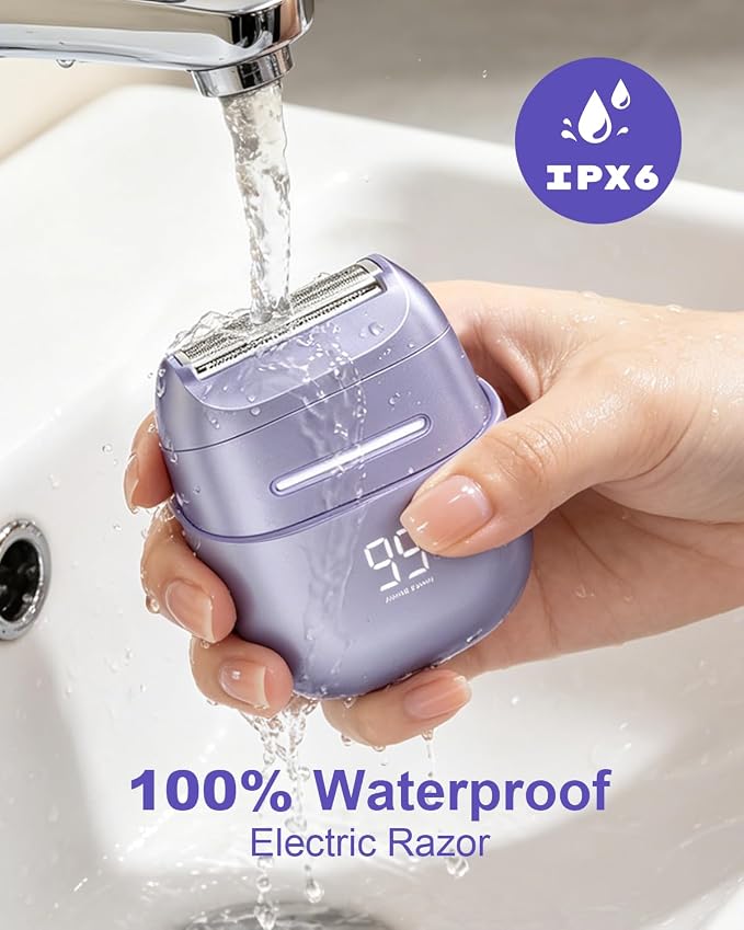 Electric Shaver for Women Waterproof Mini Electric Razors for Women - Cordless Foil Shaver for Hair Removal, Legs, Face, Body, Bikini,Sensitive Skin, Razor for Teen Girls (Purple, Fashion)