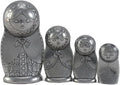 Matryoshka Russian Nesting Dolls 4-Piece Pewter Measuring Spoon Set by Roosfoos, Handmade in the USA
