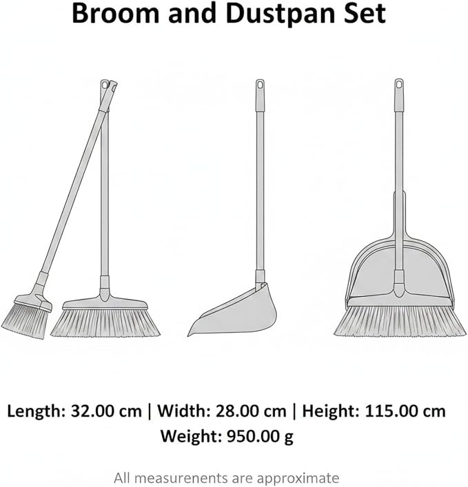 Broom and Dustpan Set with Standing Storage, Interlocking Sweep Kit with Cleaning Edge for Home Cleaning