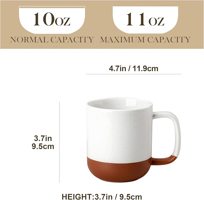 MALACASA Ceramic Coffee Mugs Set of 4, 11oz Coffee Cups, Modern Farmhouse Mugs for Coffee, Latte, Tea, Hot Chocolate, Cappuccino, Milk, Microwave & Dishwasher Safe, Khaki White, Series TARA