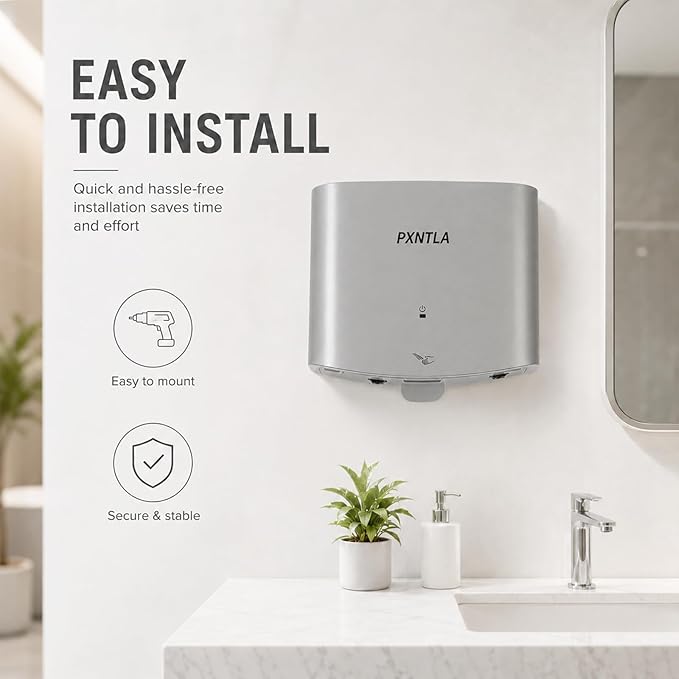 Hand Dryer, 12-15 Seconds Fast Dry Hands, 100-130V Voltage, Bottom Hot & Cold Air Switch, IPX1 Waterproof & 60s Overheat Protection