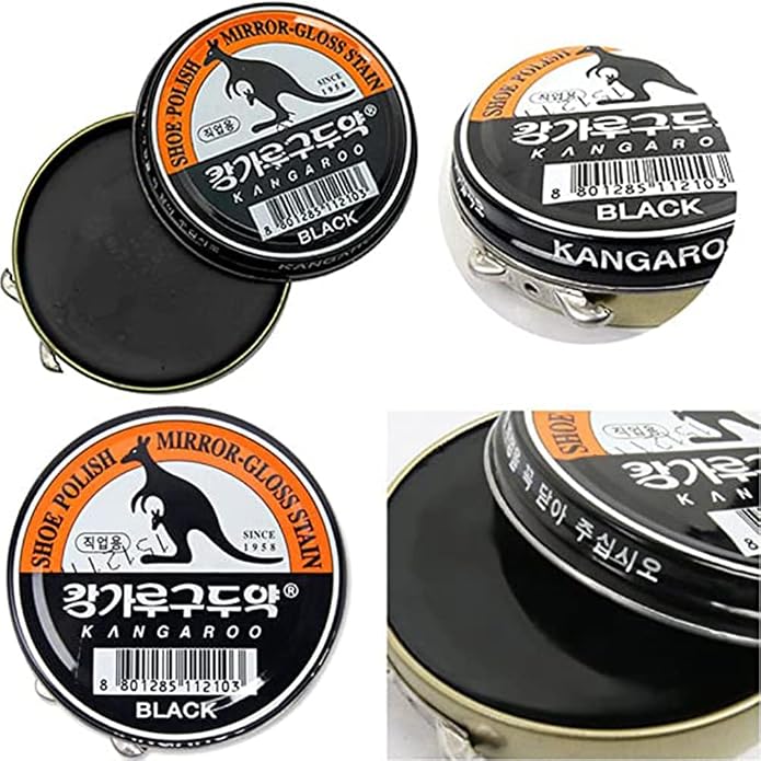 12 pcs of Kangaroo Shoe Boots Polishes Dyes Polishes Mirror-Gloss Stain Shine Wax 40g For Professional, Black Color