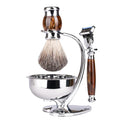 Luxury Shaving Kit for Men,Includes Badger Hair Brush,Wet Shave Soap Bowl and Safety Razor Compatible with 5-Layer Blade,Barber Style 4-Piece Gift for Men-Smooth and Close Shaving