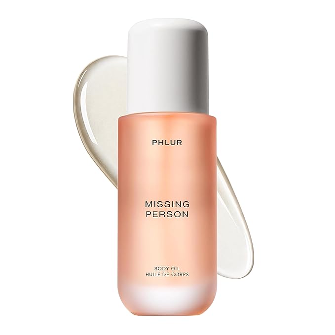 PHLUR Missing Person Body Oil, 4 Fl Oz – Skin Musk Bergamot & Jasmine Scented Body Oil for Women & Men, Hydrating Moisturizing After Shower Oil with Sandalwood & White Musk Fragrance