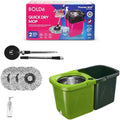 Thunder Mop Spin System - Double-Sided -3 Free Refills (Lime/Forest) | 2 Compact Stackable 6L Buckets, Microfiber Head, Stainless Steel Wringer, Antifungal Quick-Dry Cleaning, Soap Dispenser