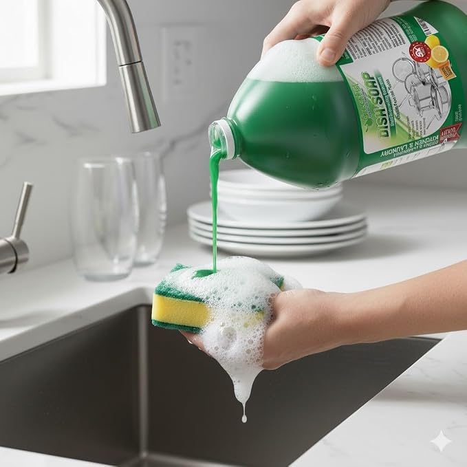 GreenFist Dish Soap Professional Detergent Liquid Pot & Pan Dish-Wash - Light or Heavy Use (Green Dish Soap 1 Gallon)