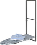 KINGBOARD Over Door Ironing Board, Hanging Ironing Board with Iron Holder, 36" X 12" Compact Fold Down Iron Board for Small Spaces, Removable Heat Resistant Cover, Blue
