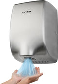 anydry Compact Hand Dryer, High-Speed 1350W Airflow, Brushed Stainless Steel Finish, Space-Saving for Commercial & Home Use, Model AD2803Y