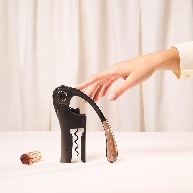 L’Atelier du Vin Oeno Motion Black & Wood Lever Corkscrew | Luxury Wine Bottle Opener Premium Gift Box Hand Made Wine Tasting Accessories, Sommelier, Bartenders, Table Centerpiece Designed In France