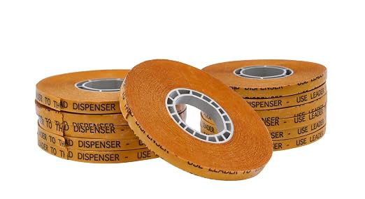 WOD General Purpose ATG Tape for Pink Glider, 1/4 inch x 36 yds. (Set of 12 Rolls) Adhesive Transfer Tape Refill Rolls Clear Adhesive on Gold Liner (Acid Free) RWATG20