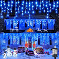 Icicle Lights for Outside 66ft 640 LED Icicle Lights Plug in Fairy Curtain Lights with Timer for Party Holiday Wedding Decorations, Blue