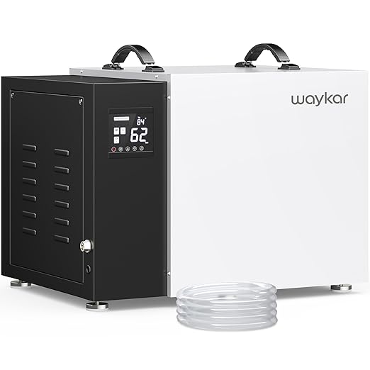 Waykar 158 Pint Crawl Space Dehumidifier with Pump & Drain Hose for Basements, Commercial & Water Damage Spaces up to 7500 Sq. Ft., Compact, Strong Dehumidification, 5-Year Quality Coverage