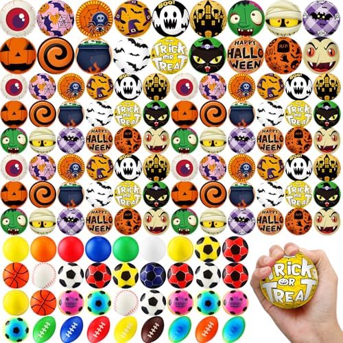 Meooeck 108 Pcs 2.5'' Halloween Mini Sensory Fidget Balls, Foam Relief Toys