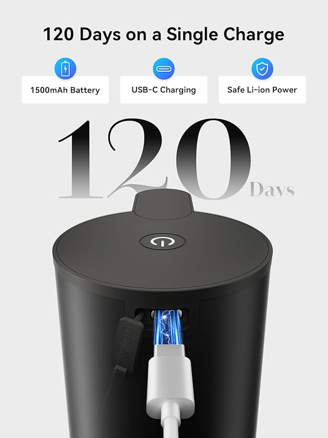 SUNLY Automatic Foam Soap Dispenser, 0.2s Fast Sensor, USB-C Rechargeable, Smudge-Resistant Stainless Steel, Touchless Liquid & Foaming Soap Dispenser for Bathroom, Kitchen, Hotel, Black