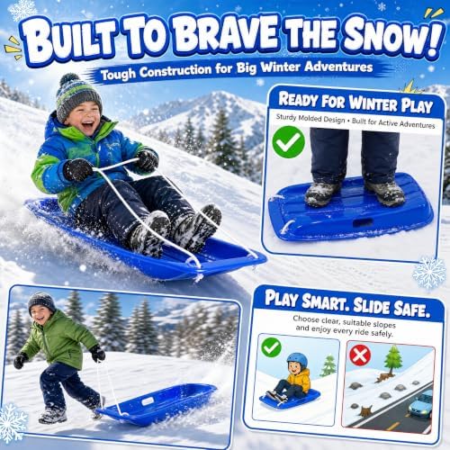 Snow Sleds for Kids and Adults, Cold-Resistant Heavy Duty Toboggan Sled