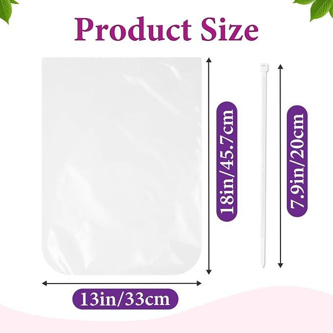 150 PCS Poultry Shrink Bags, 13x18 Inches Clear Freezer Heat Shrink Wrap | Equipped with 150 Zip Ties, Heat Shrinkable by Hot Water Dipping, Freezer Safe for Chickens and Rabbits Storage