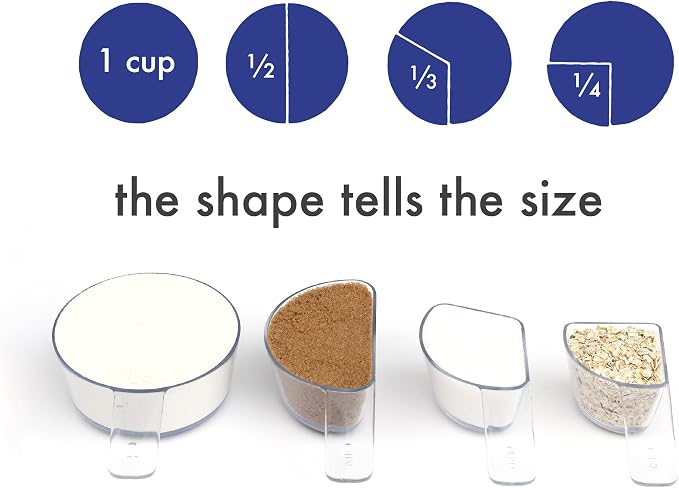 Visual Measuring Cups + Spoons Combo Pack – Easy-Read, Fraction Shaped Measuring Cups & Spoons – Clear, Shatterproof and Dishwasher Safe, Made in USA