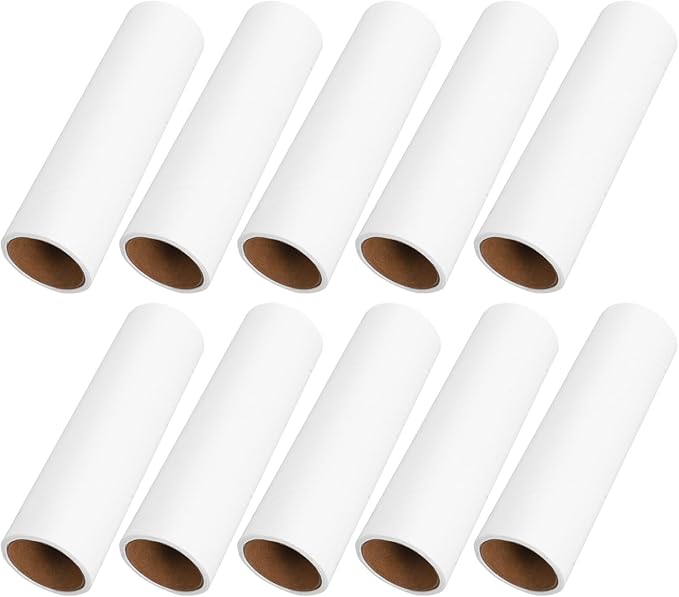 VALICLUD Lint Roller Refill Pack 10 Rolls 38mm Diameter Extra Sticky Adhesive Tape Replacement for Furniture, Bedding, Pet Hair Removal, White 16cm Sheets