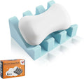 Self Draining Soap Dish Holder,Silicone Soap Dish,for Bathroom,Kitchen, Sponges，Can Extend Soap Life，Keep Soap Bars Dry and Easy Cleaning (Sky Blue,1-Pack)