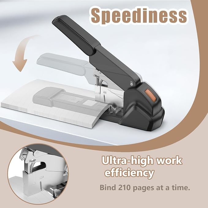 Heavy Duty Stapler, 220 Sheet Effortless Stapler for Desk, 60% Reduced Effort, Jam Free, Adjustable Paper Depth & Guide, Metal Desktop Stapler for Office & Classroom, 50,000+ Uses.