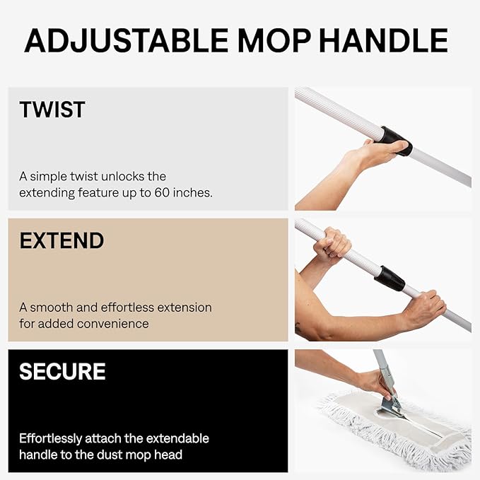 48 Inch Red Commercial Dust Mop & Floor Sweeper with Extendable Handle – Mop for Hardwood, Tile, and Concrete Floor Cleaning
