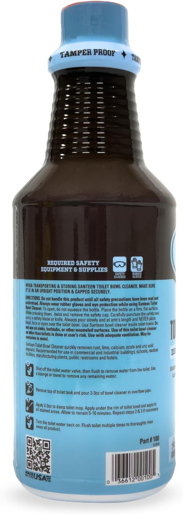 Santeen Professional Toilet Bowl Cleaner – 6 Pack (32oz Bottles) – Heavy Duty Rust, Lime & Scale Remover – Restores Porcelain Finish – Industrial Strength Stain Dissolver