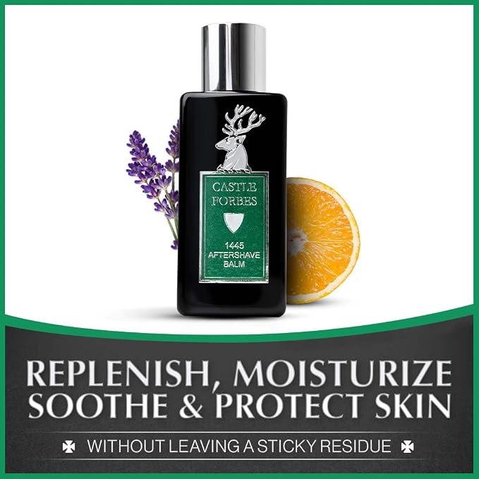 Castle Forbes 1445 Aftershave Balm For Men, 5 fl.oz. | Moisturizing After Shave Lotion w/ Essential Oils | Soothing & Refreshing Face Balm | Alcohol Free Post Shave Skincare For All Skin Types
