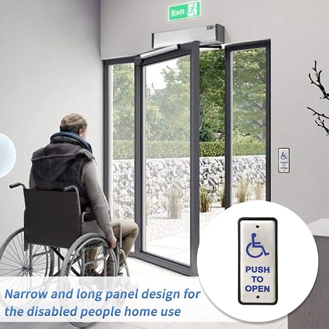 Electronic Automatic Swing Door Opener System with Wired Narrow Handicap Push Buttons Olide-515 and 550lbs Fail Safety Electric Strike