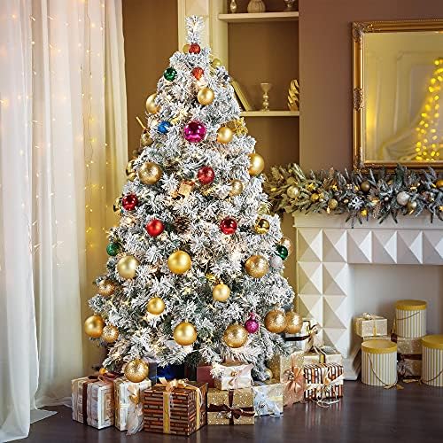 Yaheetech 4.5ft Pre-Lit Snow Flocked Artificial Christmas Tree, 100 Lights