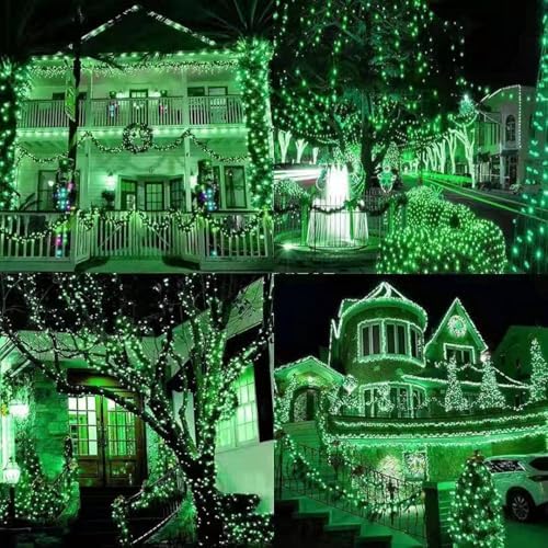 KAQ 2pack 500LED Solar String Lights Outdoor Waterproof Green