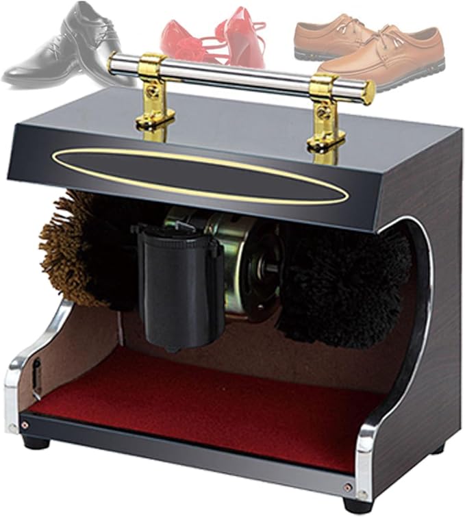 Electric Shoe Shine Polisher,Shoe Polisher Machine,Automatic Induction/Double Combination Brush/Smooth Operation for Family Hotel Bank Commercial (Black )