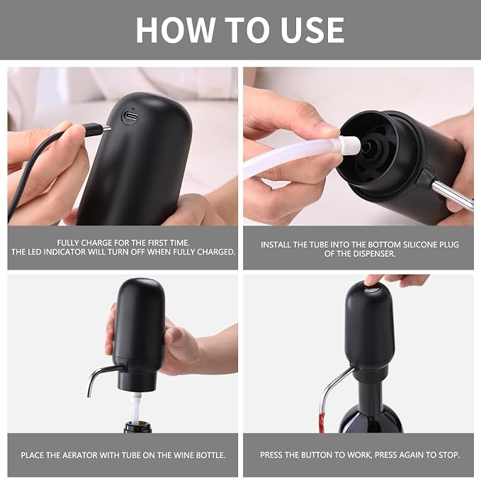 CIRCLE JOY Electric Wine Opener Set 4-in-1 Automatic Corkscrew with Rechargeable Wine Aerator Pourer, Foil Cutter, Vacuum Wine Stopper | Premium Gift Box for Wine Lovers, Black