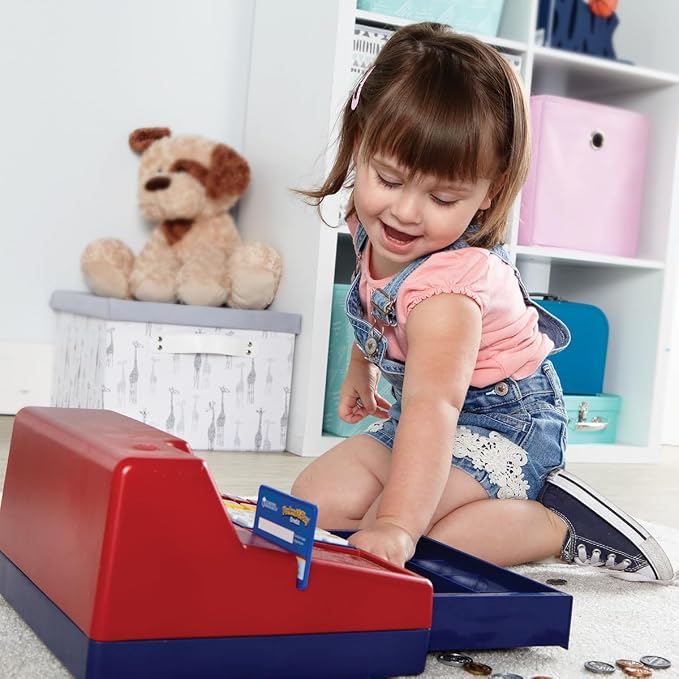 Learning Resources Pretend & Play Calculator Register Toy - Kids Play Set & Credit Card Toy, Register for Kids, Pretend Grocery Store Shopping Playset for Toddlers, Teaching Math Set