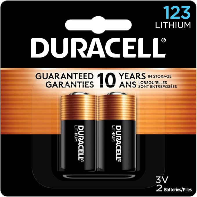 Duracell CR123A 3V Lithium Battery, 2 Count (Pack of 1), 3 Volt High Power, Long-Lasting for Home Safety, Security Devices, Flashlights, Smoke Alarms, Home Automation
