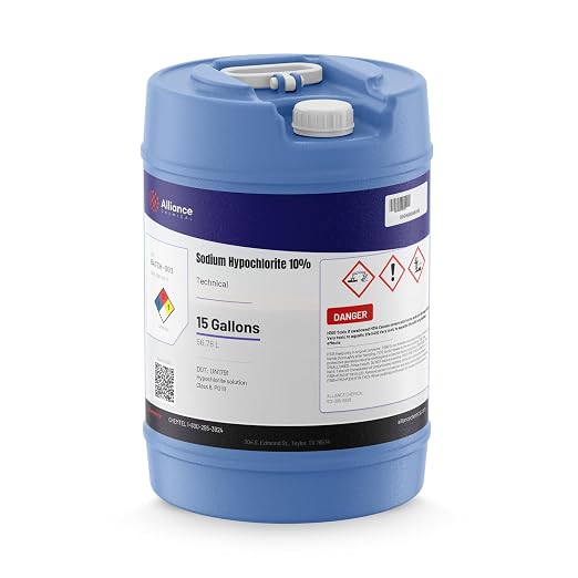 Alliance Chemical - Sodium Hypochlorite 10% - 15 Gallon Drum - Water Treatment, Pool Treatment, Bleaching (NaOCl) | CAS 7681-52-9