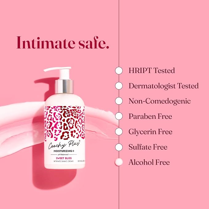 Coochy Plus Intimate Shaving Cream MOISTURIZING Plus SWEET BLISS For Pubic, Bikini Line, Armpit - Rash-Free With Patent-Pending Formula – Prevents Razor Burns & Bumps, In-Grown Hairs, Itchiness 3 Pack