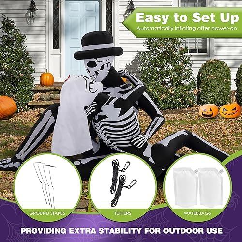 ZPISF 8.5 FT Giant Halloween Inflatables Cuddling Skeleton Couple