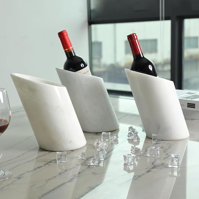 BCS Marble Wine Bottle Chiller - Versatile Wine Chillers for Bottles - Applicable to Kitchen Utensil Holder/Makeup Brush Holder/Pen Holder for Desk That Also Serve as Lamp Shade
