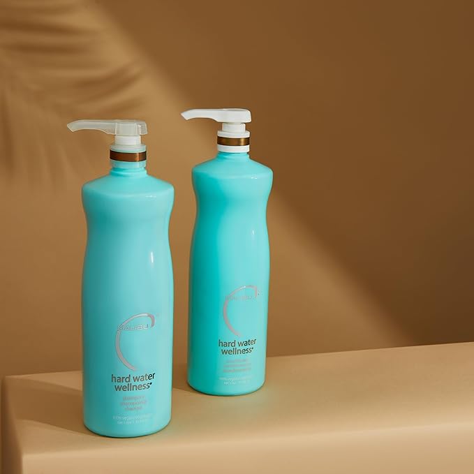 Malibu C Hard Water Wellness Shampoo and Conditioner Duo - Hydrating Hair Care for Shine & Manageability - Protects from Waterborne Elements That Cause Dry, Damaged Hair (33.8oz)