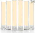 6 Pack Under Cabinet Lighting Wireless, 58 LED Rechargeable Battery Motion Sensor Light Indoor, Stick On Magnetic Closet Lights, Under Counter Lights for Kitchen, Stairs, Warm 14 in