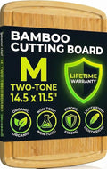GREENER CHEF 15 Inch Medium Cutting Board with Lifetime Replacements, Bamboo Cutting Boards for Kitchen, Butcher Block, Medium Wooden Chopping Board for Meat, Veggies, Non Toxic Charcuterie Board