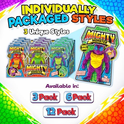 JA-RU Mighty Monster Squish Stretchy Figures, 12-Pk (4 of Each), 3+