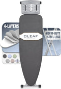 oleaf Ironing Board with Cover and Thicken Pad Height Adjustable Full Size Foldable Iron Board with Iron Rest, Stable Steel Legs, Metal Construction, Heat Resistant, Dark Gray