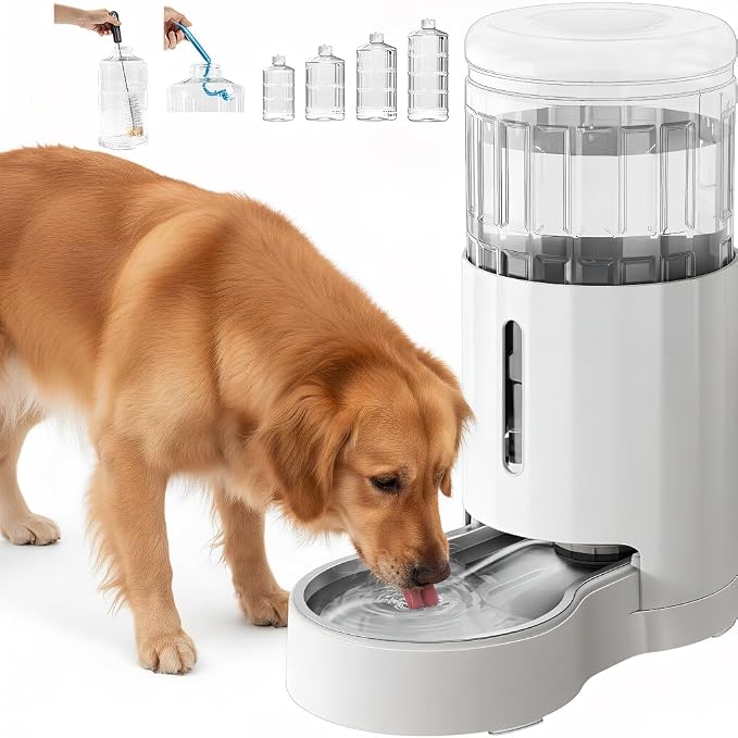 CZPET Automatic 7L Dog and Cat Water Dispenser with Stainless Steel Bowl Gravity Waterer,100% BPA-Free,Large Capacity and Drinking Area Noise-Free for Pets | With Stainless Steel Bowl Gravity Waterer, Large Capacity and Drinking Area Noise-Free for Pets