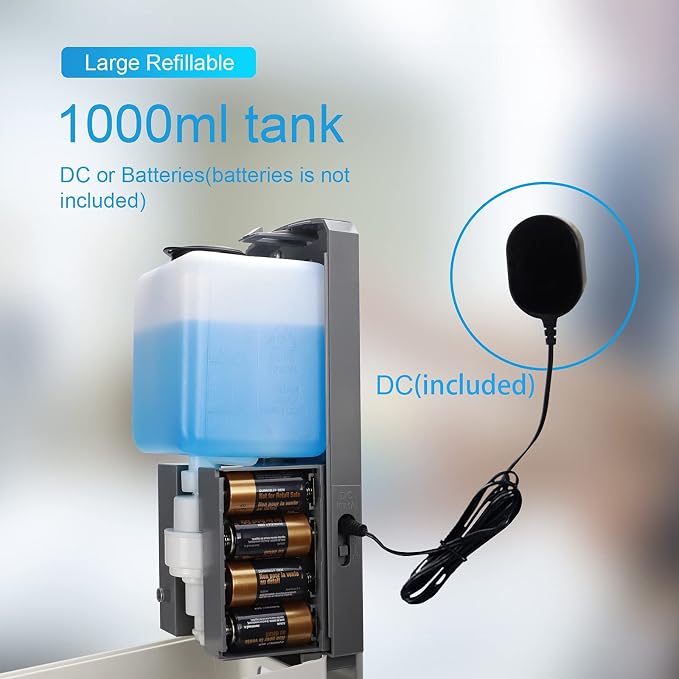 Touchless Automatic Foaming Hand Soap Dispenser Wall Mount, Motion Sensor Foam Liquid Refill Bottle Sanitizer Dispensing for Bathroom Kitchen Home Farmhouse Station 1306-s
