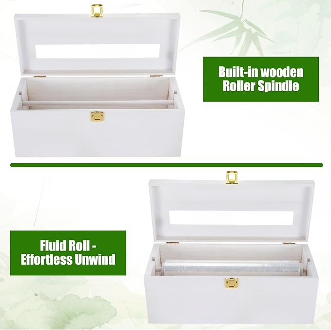 12" Commercial Plastic Wrap Dispenser with Cutter & Roller Heavy Duty Holder for 3000ft Film 1000ft Foil Roll for Restaurant Kitchen Foodservice