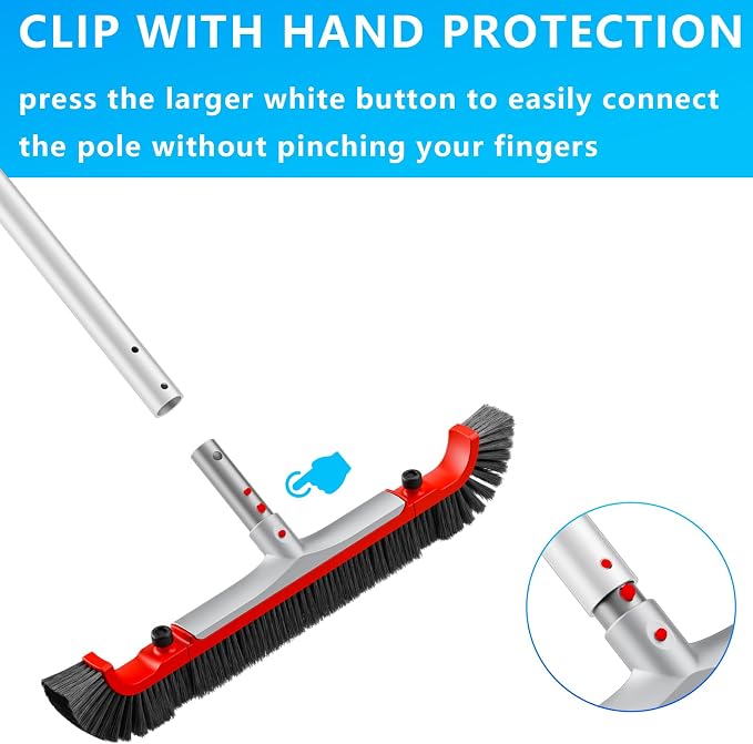 Pool Brush Head for Cleaning Walls,Heavy Duty Inground/Above Ground Aluminum Swimming Pool Scrub Brushes with Curved Ends