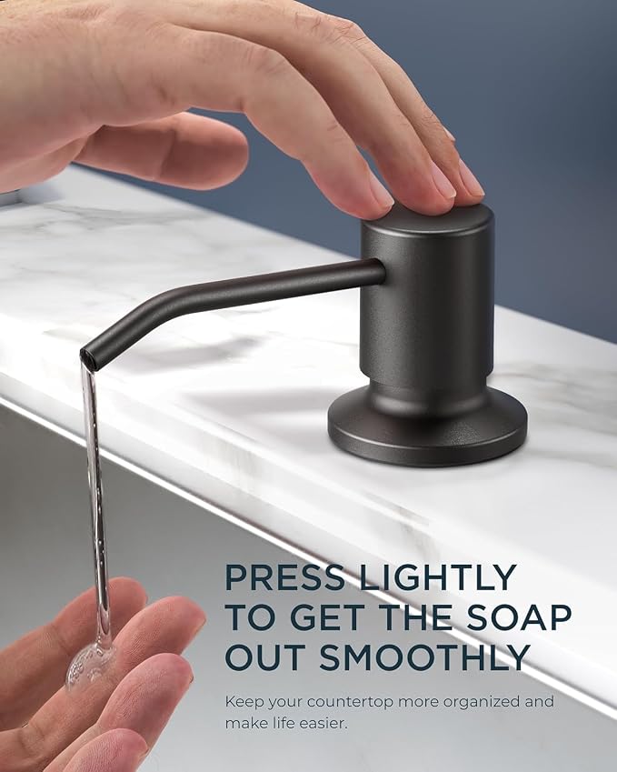 FORIOUS Black Kitchen Faucet with Soap Dispenser, High Arc Modern Sink Faucet with Pull Down Sprayer and Deck Plate, Stainless Steel Fit for 1 or 3 Hole for Pot Filler Bar Farmhouse Laundry Rv