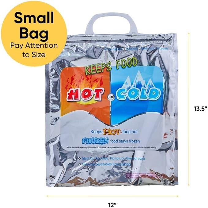 Superio Hot and Cold Insulated Bags for Food Delivery, Grocery Shopping Bags, Food Storage for Hot and Frozen Food for Travel, Disposable Cooler Bag, Reinforced Thermal Lunch Bag (10, 12"x13.5")