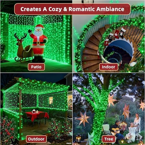 240FT Christmas Lights Outdoor, 750 LED Christmas Tree Decoration Lights with 12 Modes & Timer Memory, Dimmable Plug in Waterproof LED Xmas Light for Yard Trees Wedding Party Holiday Green